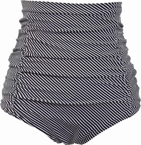 COCOPEAR Women's Ruched High Waisted Bikini Bottom Retro Vintage Swim Short Tankinis