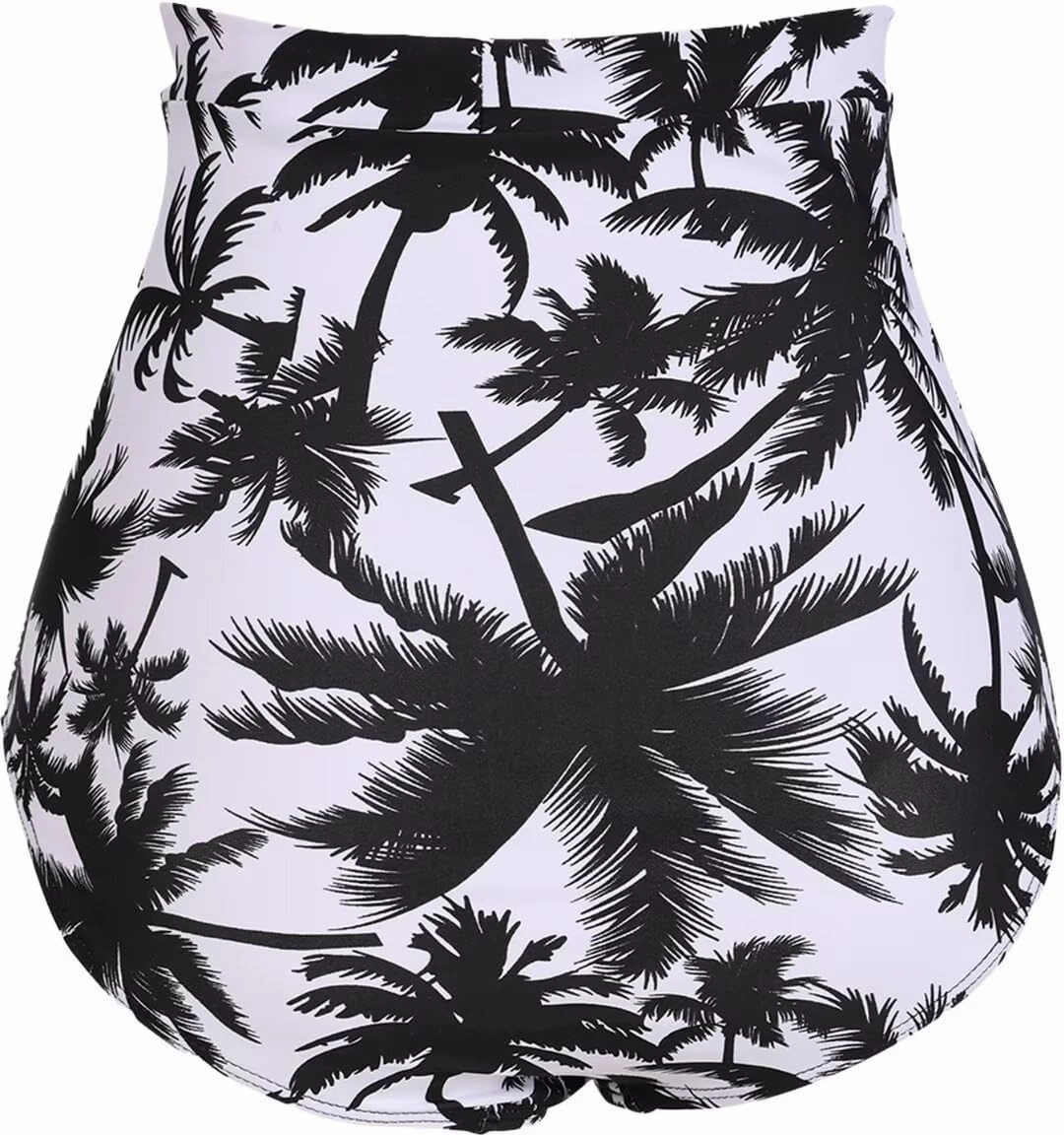 COCOPEAR Women's Ruched High Waisted Bikini Bottom Retro Vintage Swim Short Tankinis