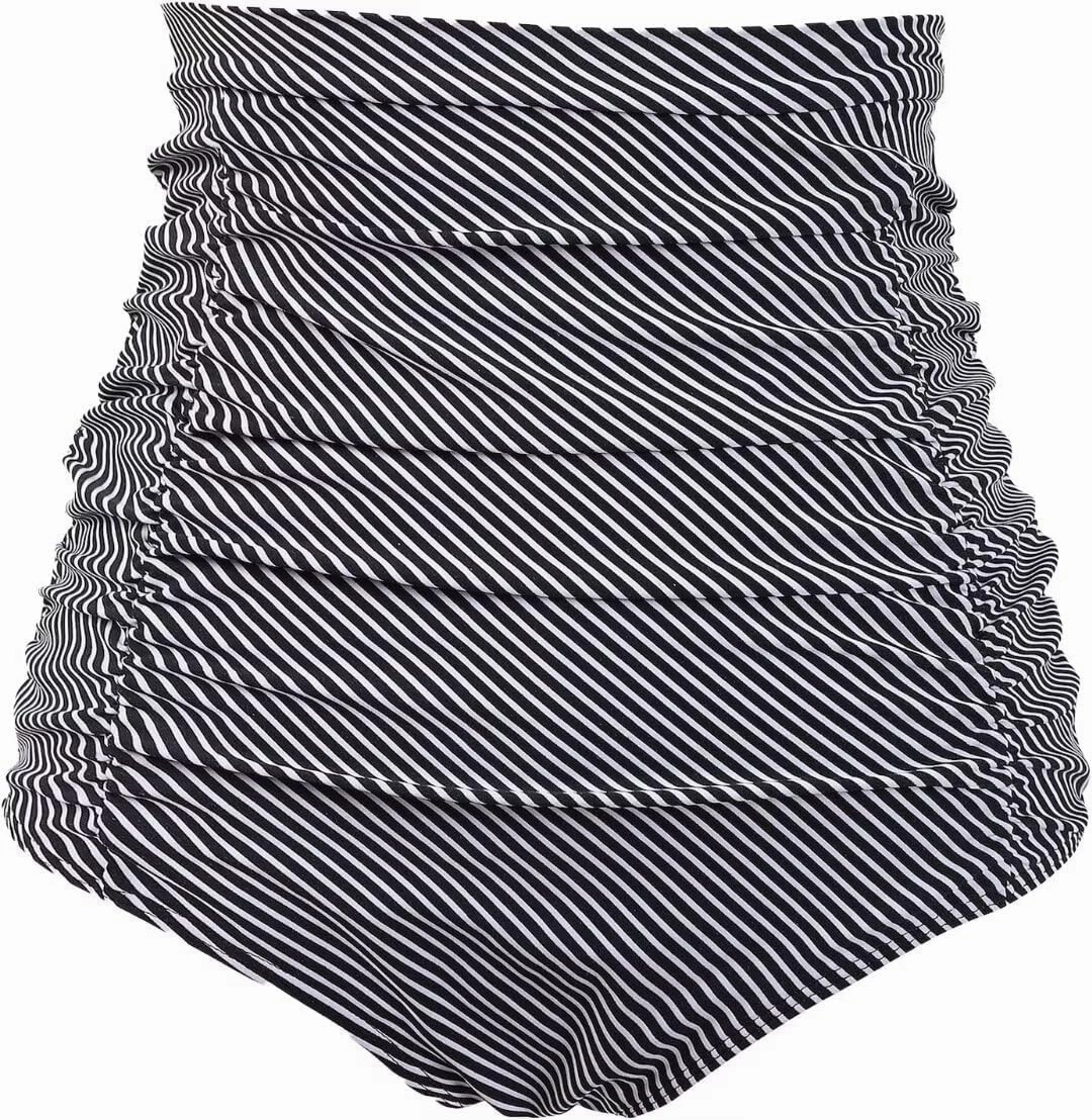 COCOPEAR Women's Ruched High Waisted Bikini Bottom Retro Vintage Swim Short Tankinis