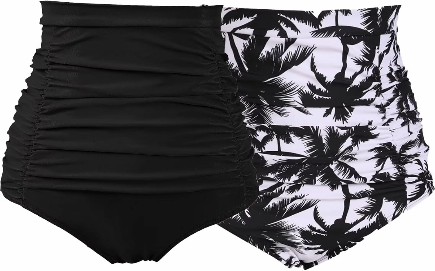COCOPEAR Women's Ruched High Waisted Bikini Bottom Retro Vintage Swim Short Tankinis