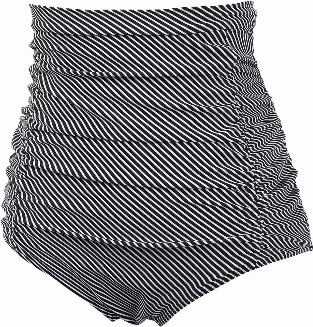 COCOPEAR Women's Ruched High Waisted Bikini Bottom Retro Vintage Swim Short Tankinis