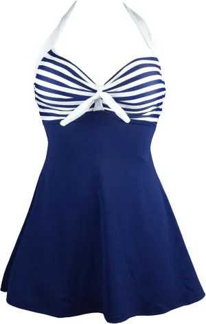 COCOSHIP Vintage Sailor Pin Up Swimsuit Retro One Piece Skirtini Cover Up Swimdress(FBA)