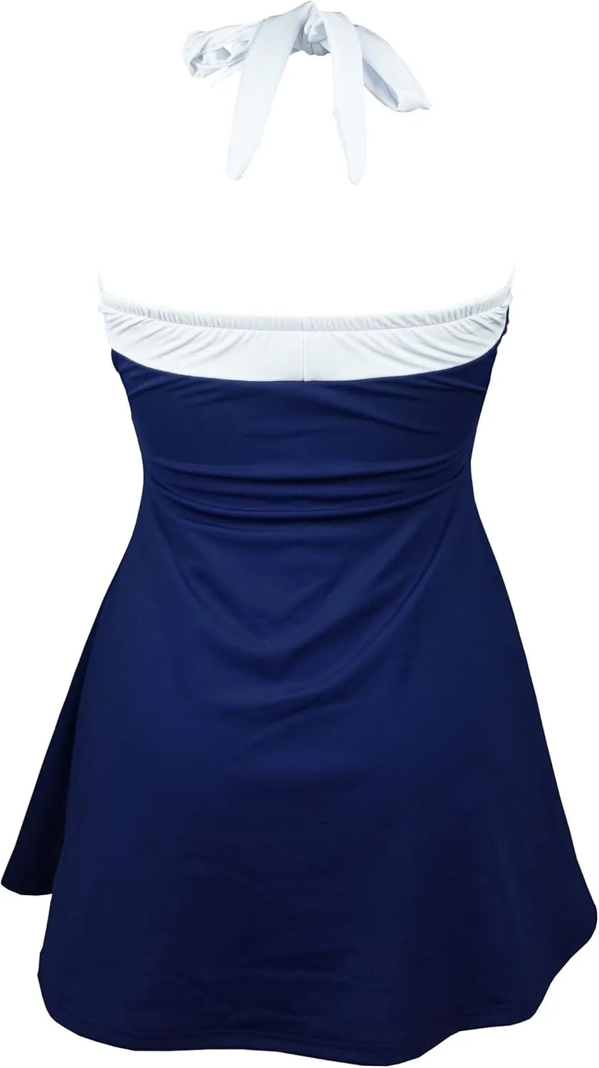 COCOSHIP Vintage Sailor Pin Up Swimsuit Retro One Piece Skirtini Cover Up Swimdress(FBA)