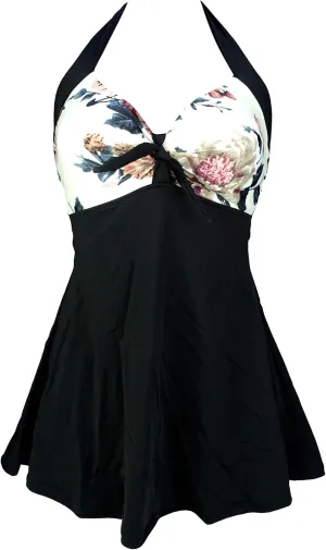 COCOSHIP Vintage Sailor Pin Up Swimsuit Retro One Piece Skirtini Cover Up Swimdress(FBA)