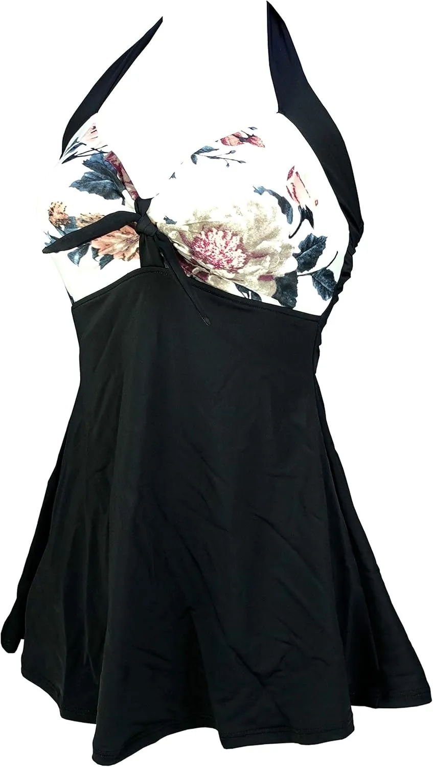 COCOSHIP Vintage Sailor Pin Up Swimsuit Retro One Piece Skirtini Cover Up Swimdress(FBA)