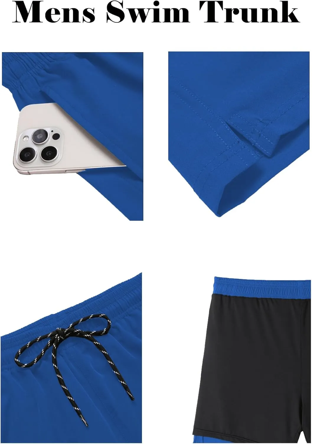 COOFANDY Men Swim Trunk with Compression Liner 2 in 1 Swimwear Bathing Suit Quick Dry Board Short