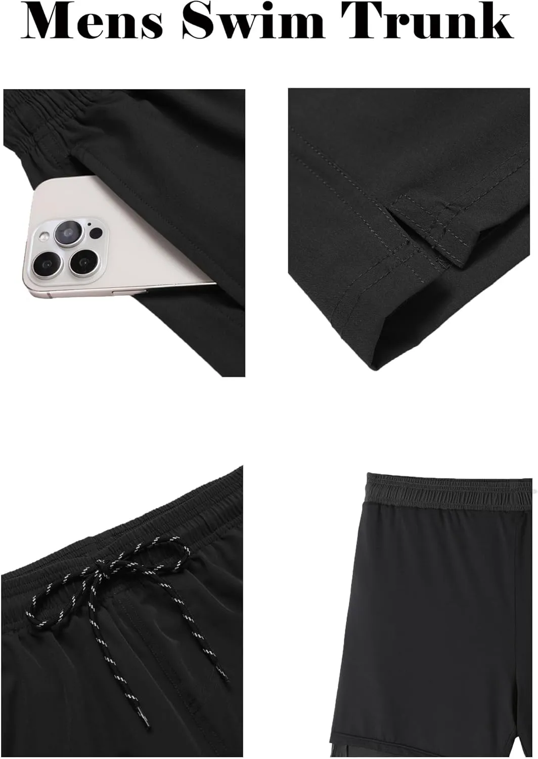 COOFANDY Men Swim Trunk with Compression Liner 2 in 1 Swimwear Bathing Suit Quick Dry Board Short