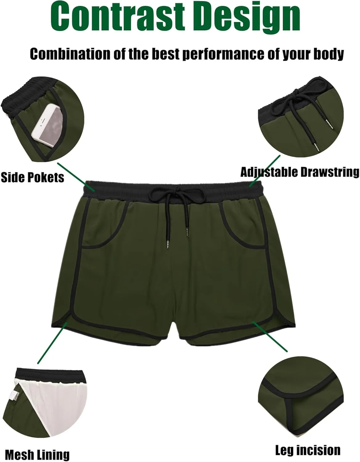 COOFANDY Men's Swim Trunks Quick Dry Swimsuit Color Block Board Short Bathing Suit Swimwear with Mesh Liner
