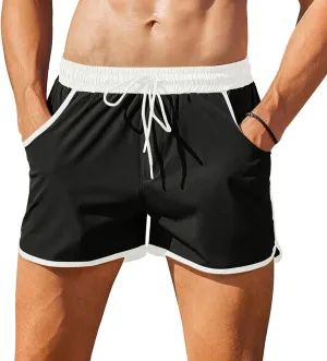 COOFANDY Men's Swim Trunks Quick Dry Swimsuit Color Block Board Short Bathing Suit Swimwear with Mesh Liner