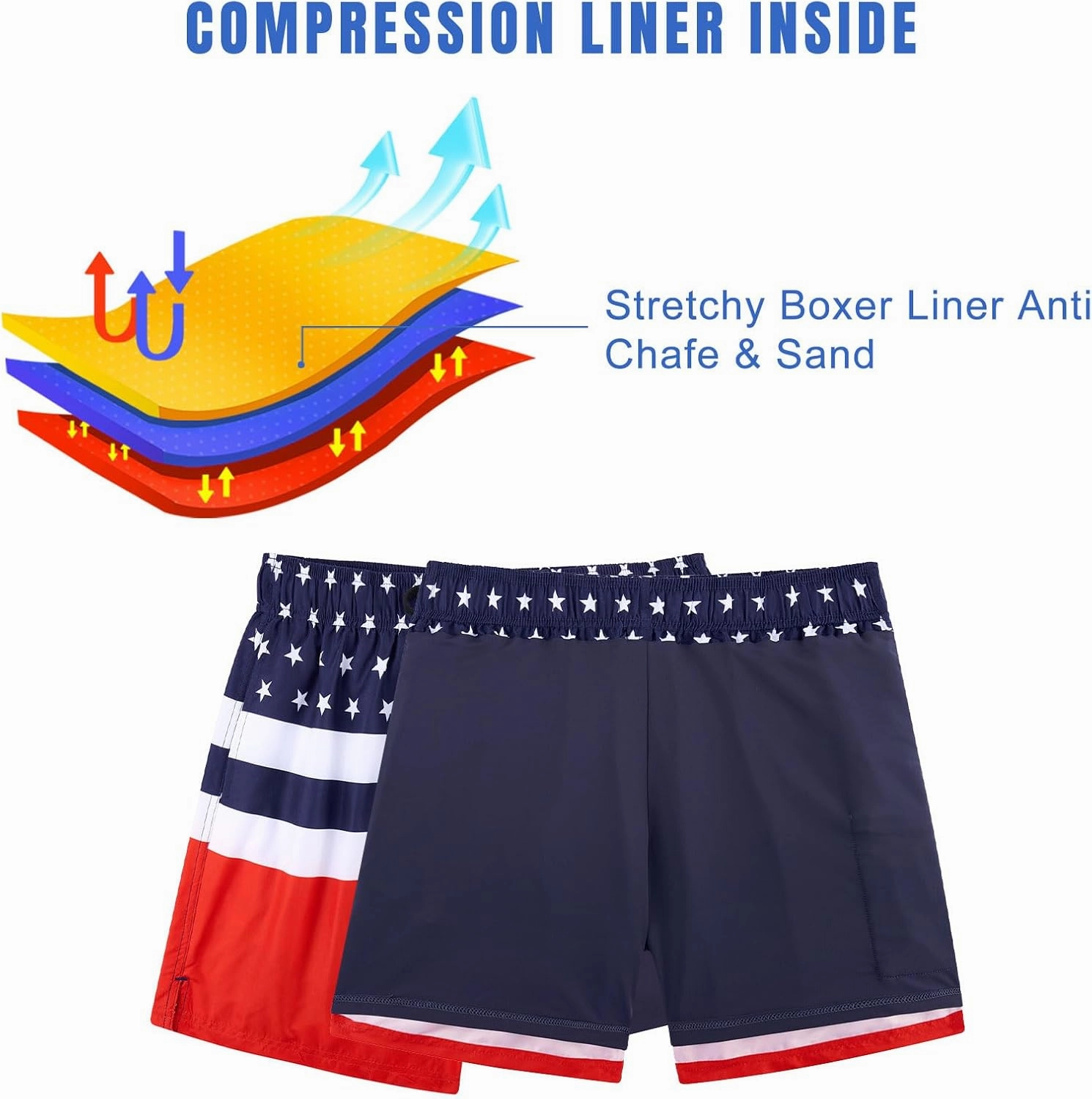 Cozople Mens Swim Trunks 7Inch with Compression Liner Quick Dry Swimsuit Swim Shorts Phone Pocket Swimwear