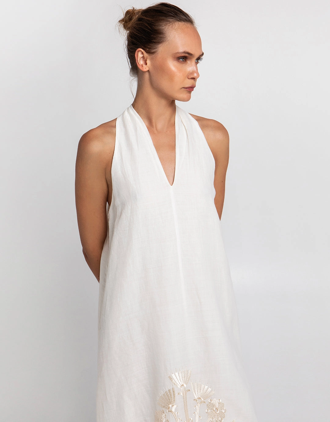 Crete Midi Dress - Natural and Champagne