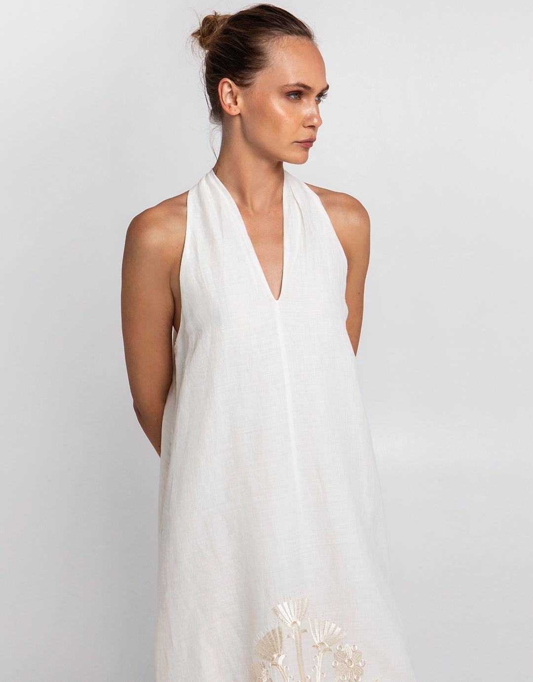 Crete Midi Dress - Natural and Champagne