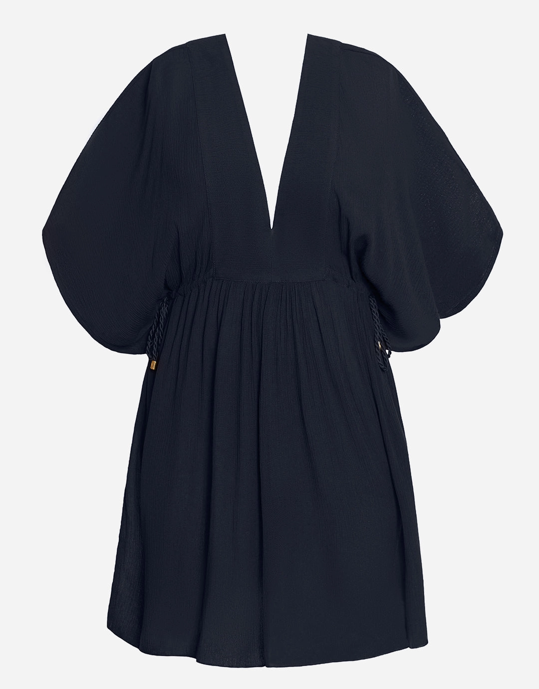 Crinkle Tunic Beach Dress - Black