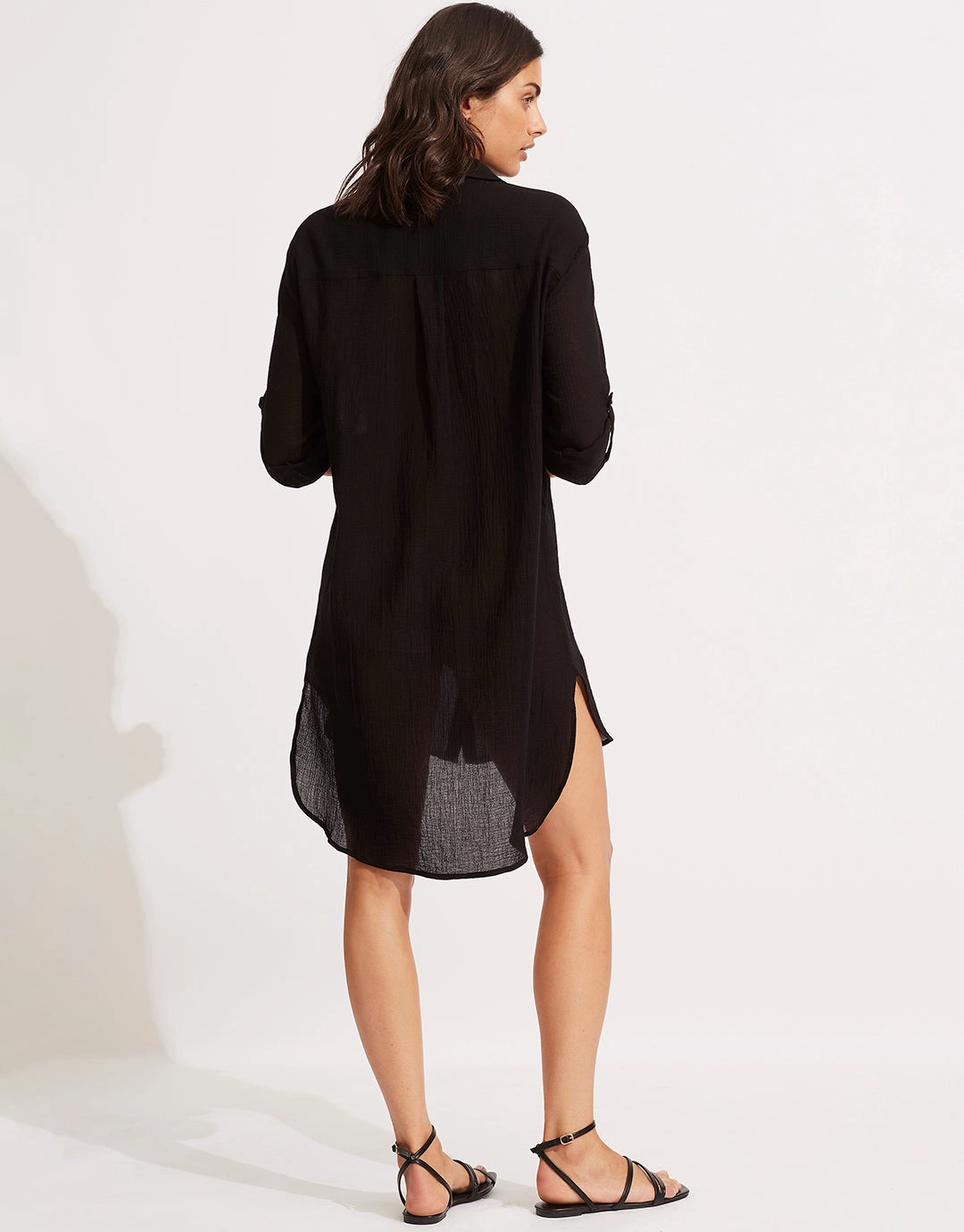 Crinkle Twill Beach Shirt - Black
