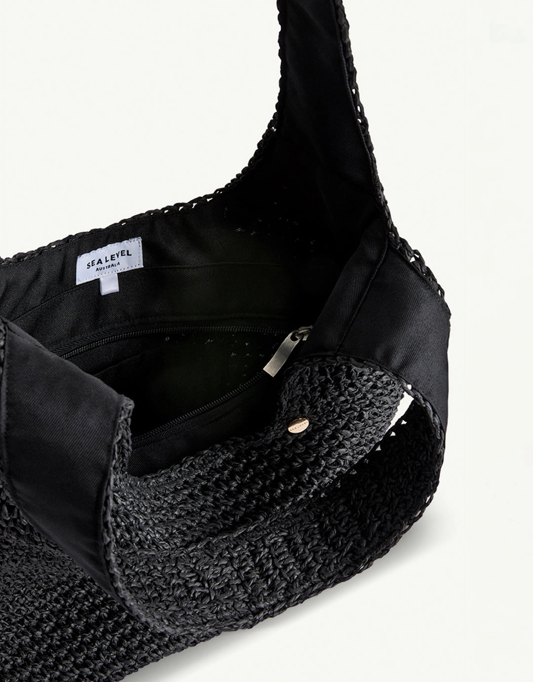 Crochet Slouch Beach Bag - Black