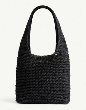 Crochet Slouch Beach Bag - Black
