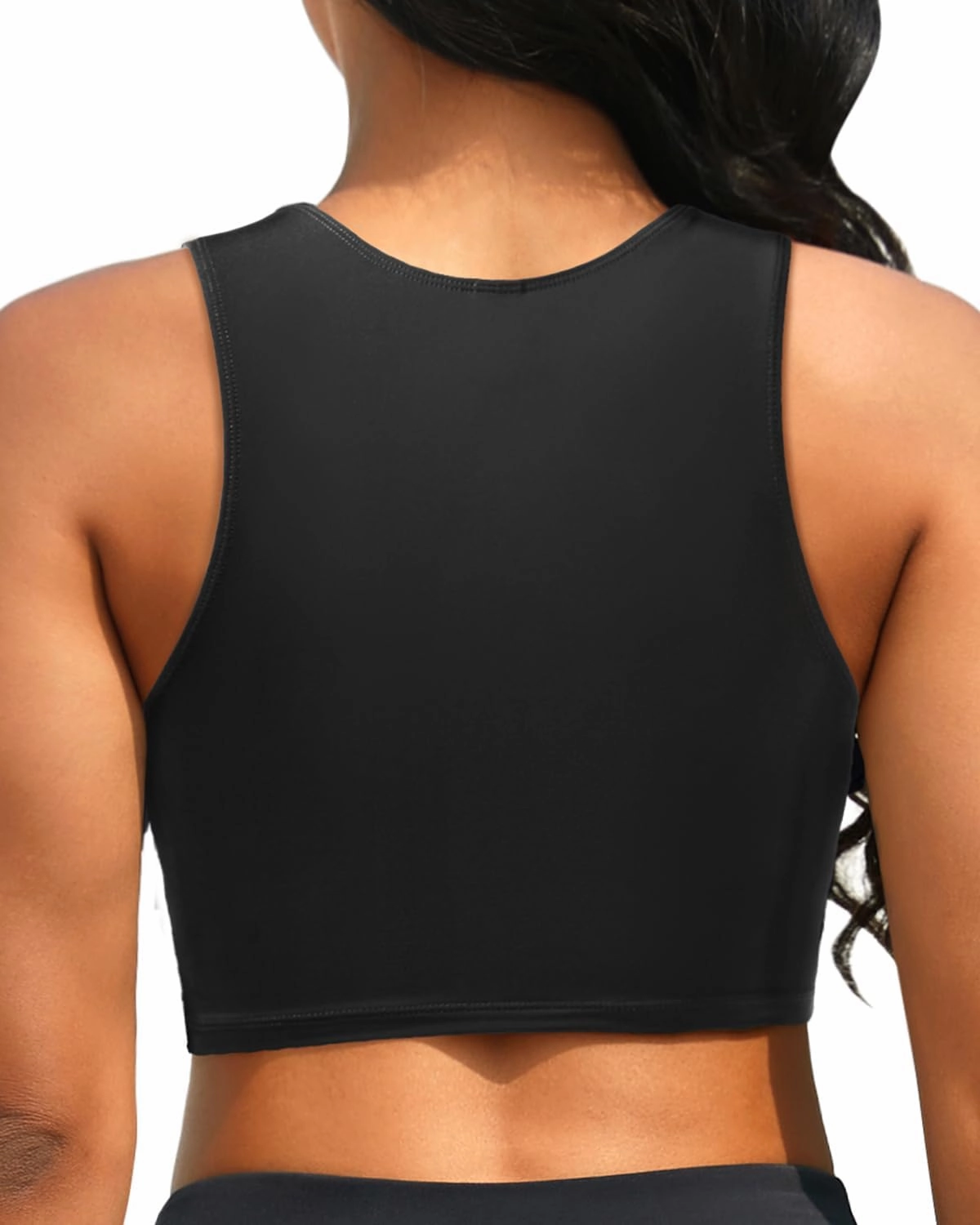 Crop Top Swim Bathing Suit - Women Bikini Swimsuit Top High Neck Bra Tie Knot Top Only 2025