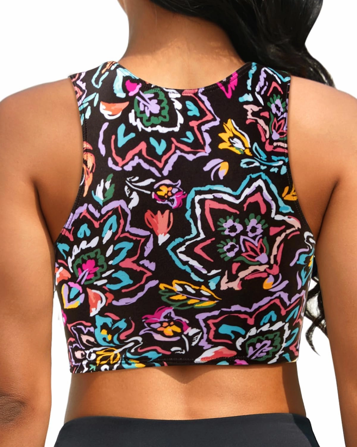 Crop Top Swim Bathing Suit - Women Bikini Swimsuit Top High Neck Bra Tie Knot Top Only 2025