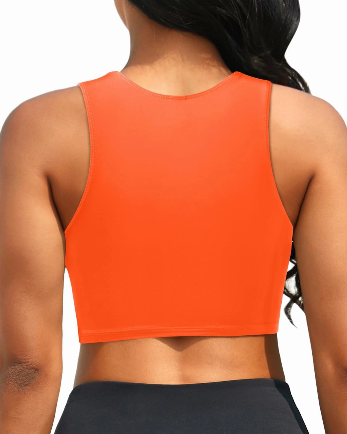 Crop Top Swim Bathing Suit - Women Bikini Swimsuit Top High Neck Bra Tie Knot Top Only 2025