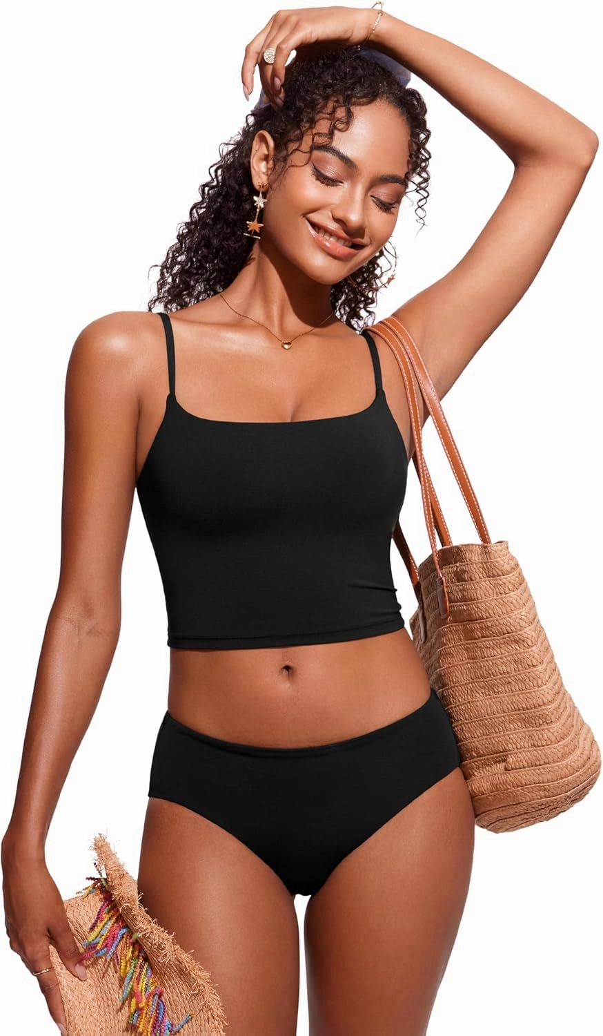 CRZ YOGA Bikini Bottoms for Women Mid Rise Full Coverage Bathing Suit Swimsuit Basic Swim Briefs