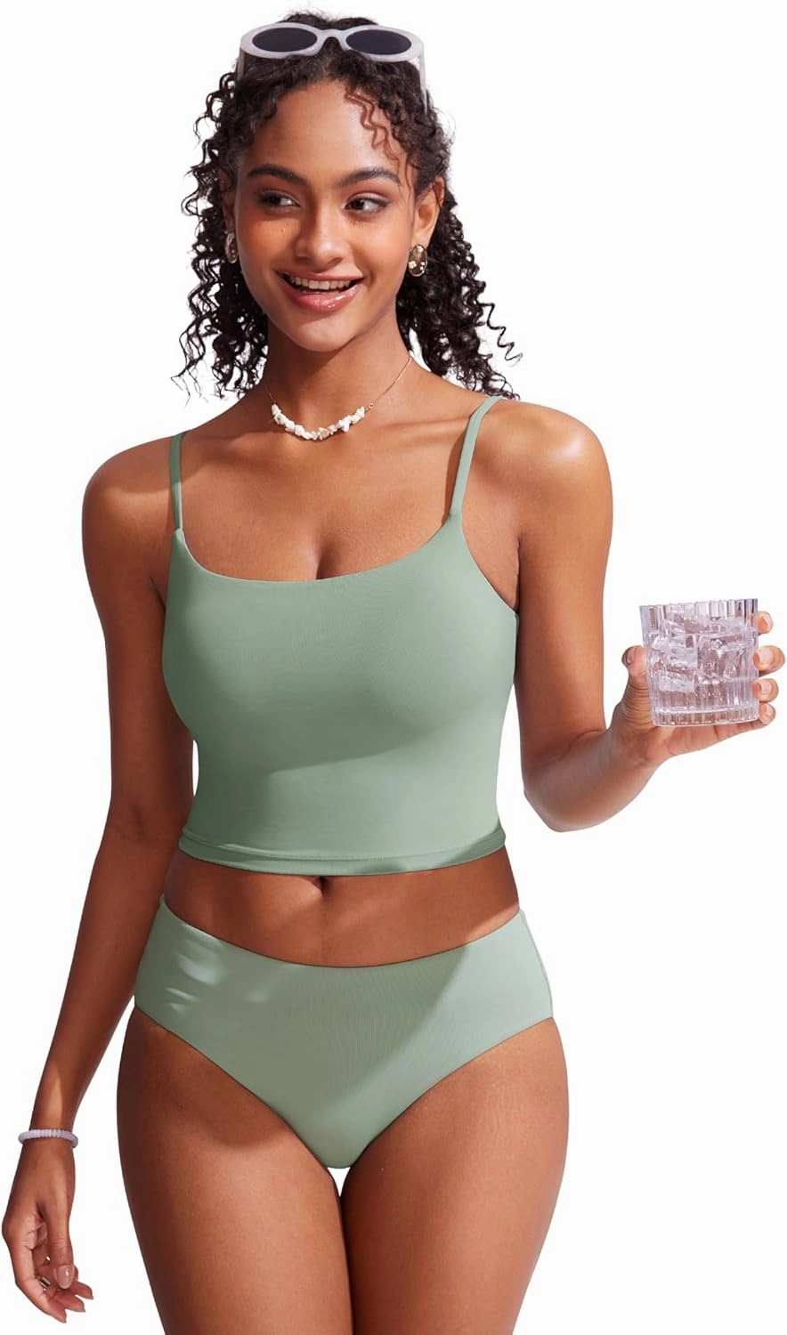 CRZ YOGA Bikini Bottoms for Women Mid Rise Full Coverage Bathing Suit Swimsuit Basic Swim Briefs