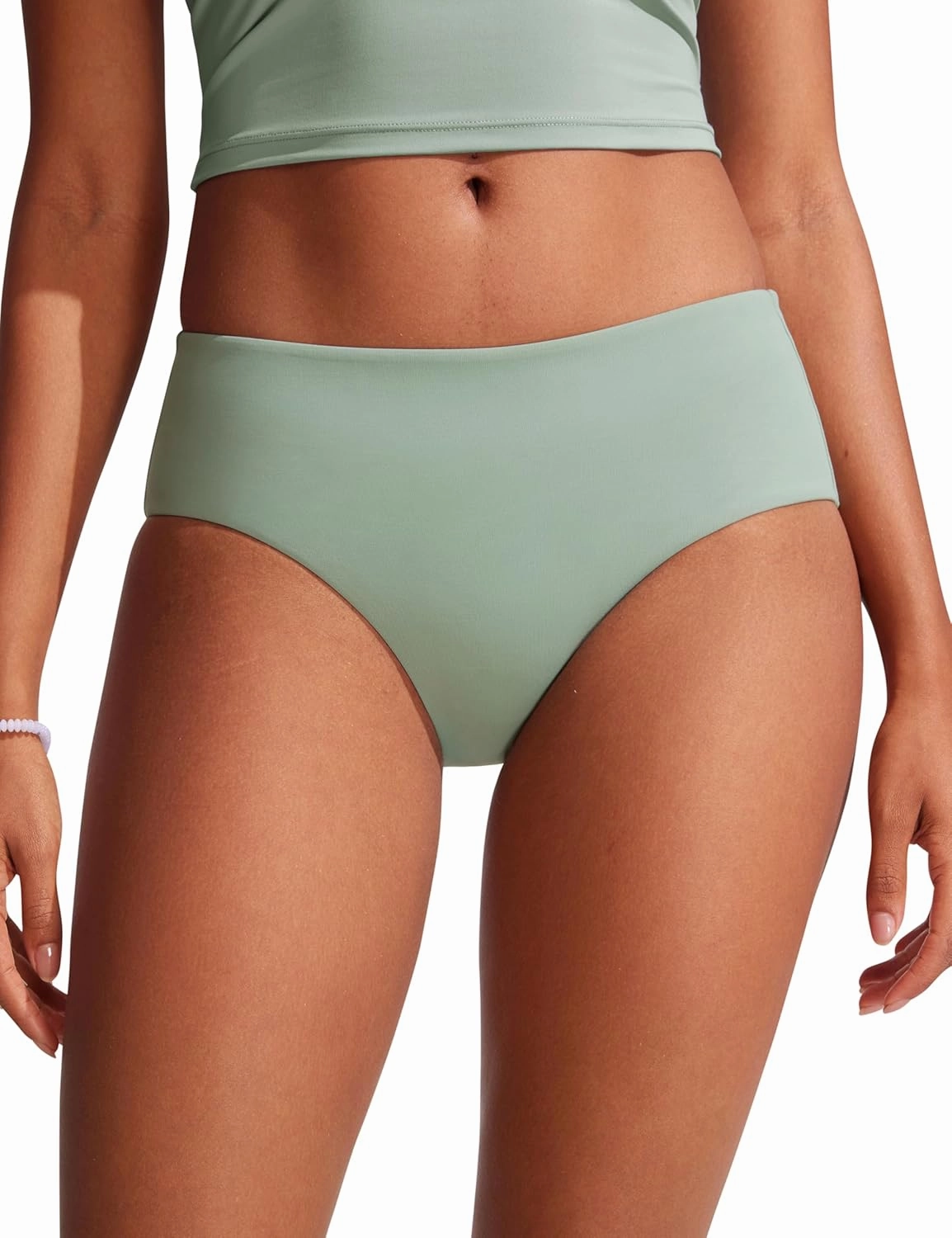 CRZ YOGA Bikini Bottoms for Women Mid Rise Full Coverage Bathing Suit Swimsuit Basic Swim Briefs
