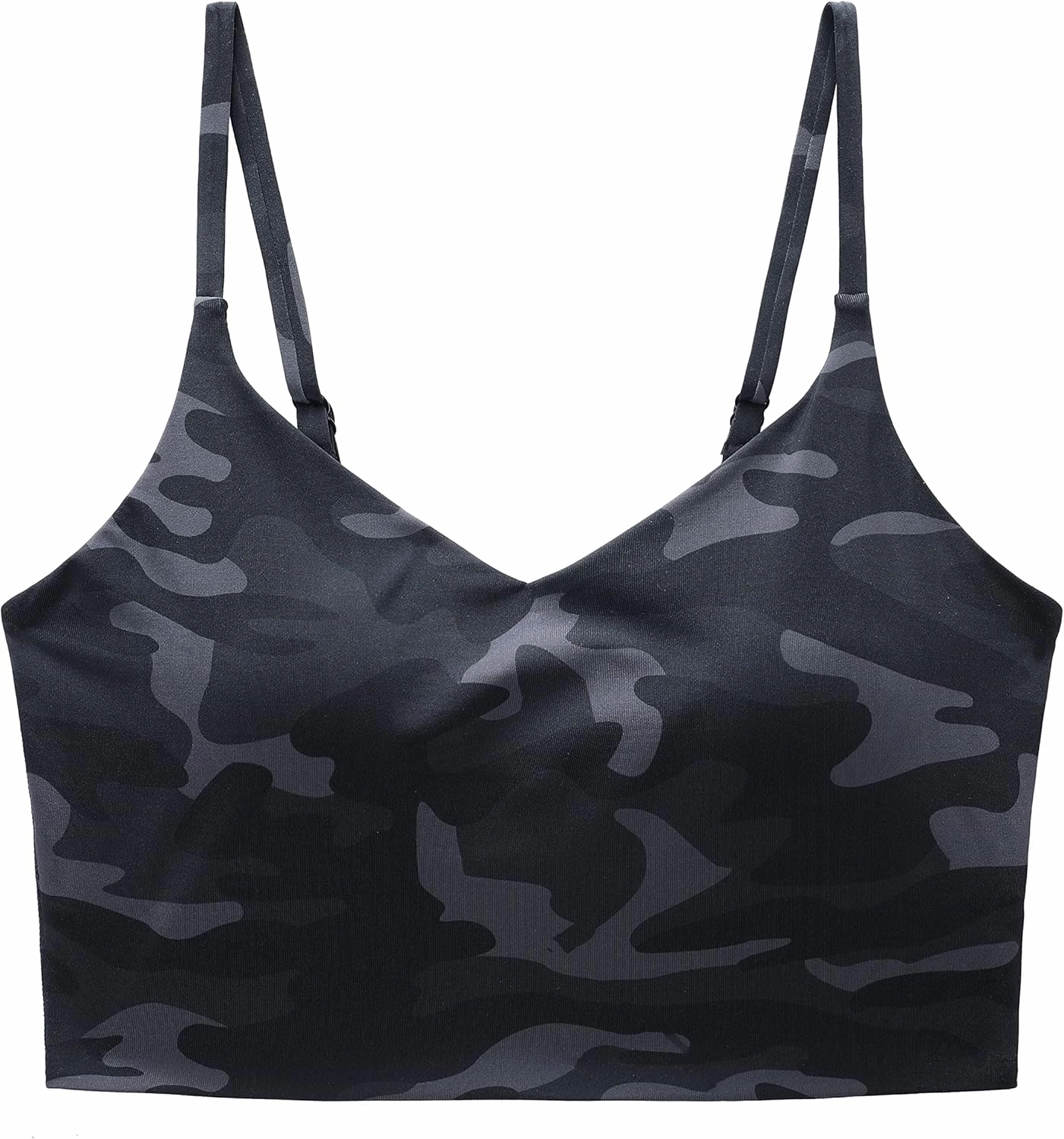 CRZ YOGA Women's Bikini Top Cropped V Neck Adjustable Spaghetti Straps Swimsuit Padded Athletic Bathing Suit