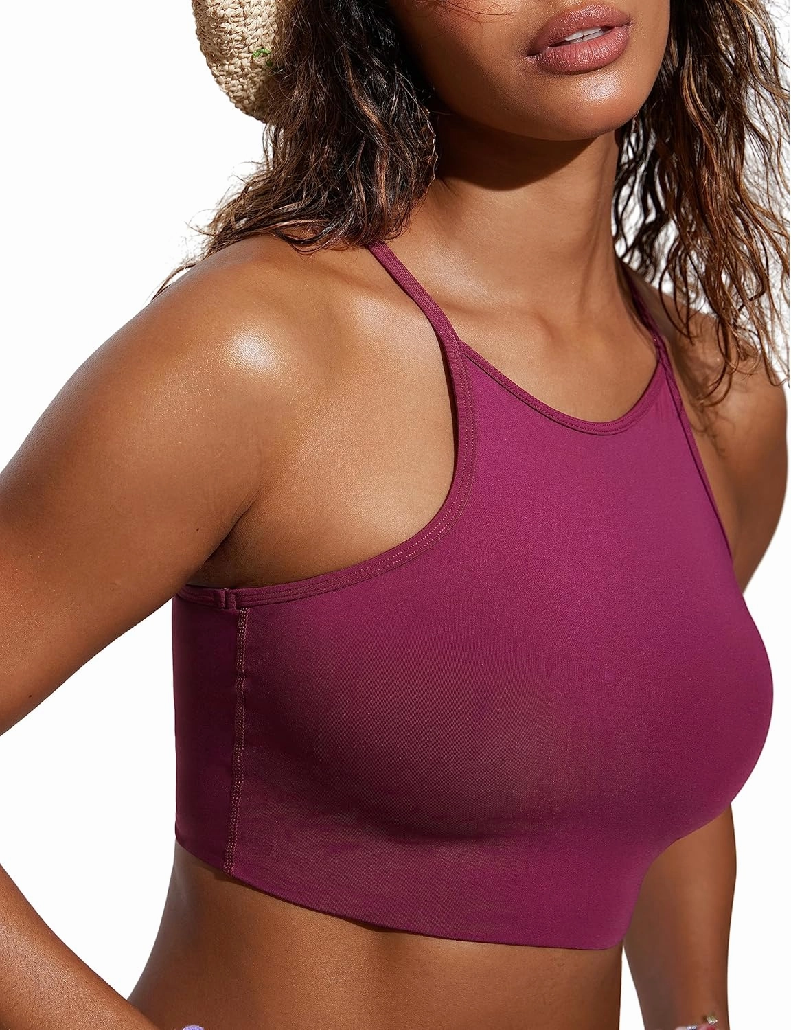 CRZ YOGA Women's Bikini Tops High Neck Swimsuit Racerback Padded Bathing Suit Sexy Swimwear