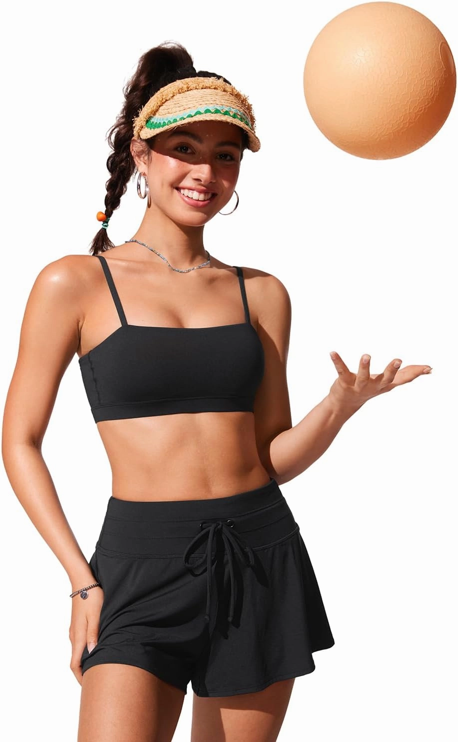 CRZ YOGA Womens Bikini Top A-C Cup Adjustable Thin Straps Bathing Suit Square Neck Padded Swimsuits