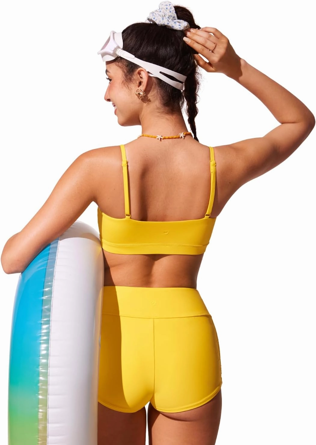 CRZ YOGA Womens Bikini Top A-C Cup Adjustable Thin Straps Bathing Suit Square Neck Padded Swimsuits