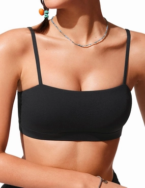 CRZ YOGA Womens Bikini Top A-C Cup Adjustable Thin Straps Bathing Suit Square Neck Padded Swimsuits