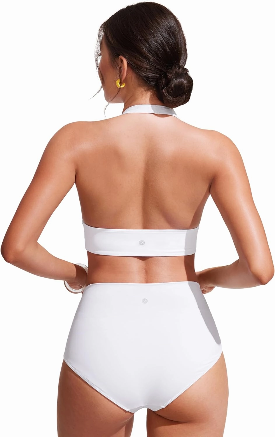 CRZ YOGA Womens Halter Bikini Tops V Neck Swim Bathing Suit Sexy Backless Swimsuit Padded