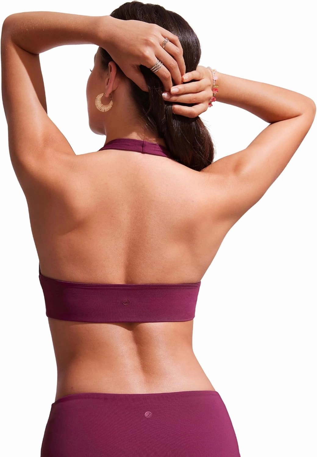 CRZ YOGA Womens Halter Bikini Tops V Neck Swim Bathing Suit Sexy Backless Swimsuit Padded