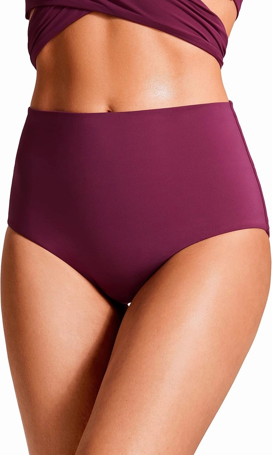 CRZ YOGA Womens High Waisted Bikini Bottom Tummy Control Bathing Suit Swimsuit Full Coverage Swim Briefs