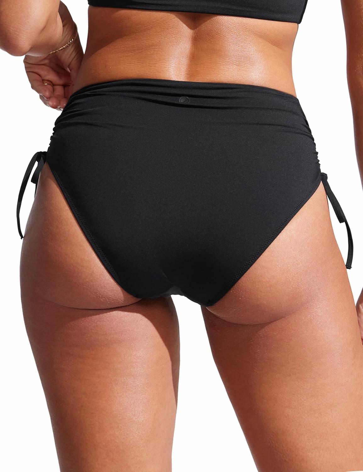 CRZ YOGA Womens High Waisted Bikini Bottoms Adjustable Ruched Side Tie Bathing Swim Full Coverage Swimsuit Briefs
