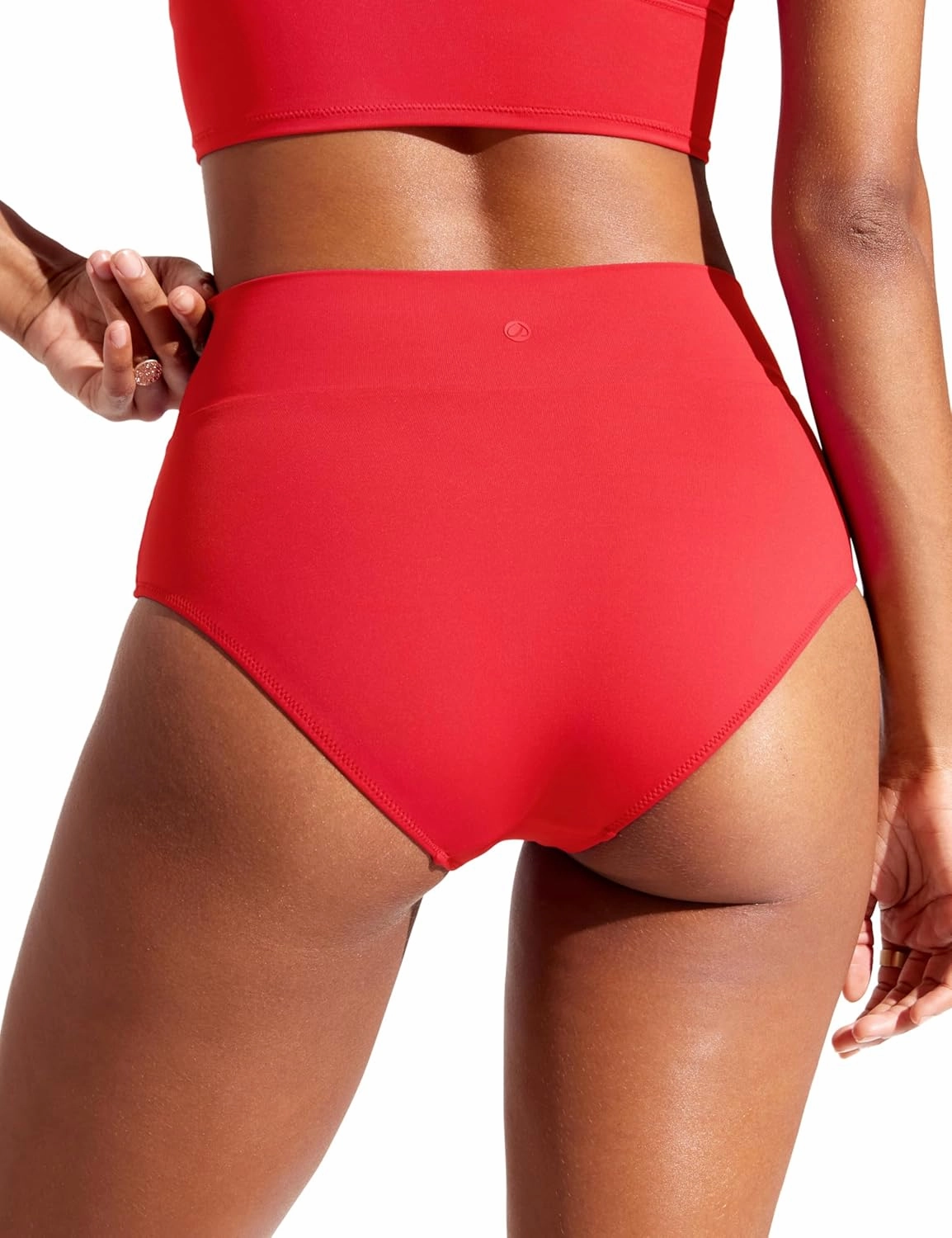 CRZ YOGA Womens V Cut Bikini Bottom High Waisted Cross Front Bathing Swimsuit Full Coverage Swim Briefs