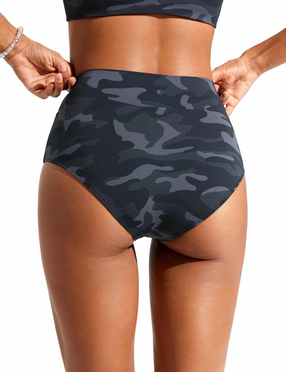 CRZ YOGA Womens V Cut Bikini Bottom High Waisted Cross Front Bathing Swimsuit Full Coverage Swim Briefs