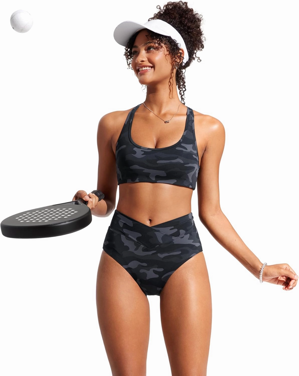 CRZ YOGA Womens V Cut Bikini Bottom High Waisted Cross Front Bathing Swimsuit Full Coverage Swim Briefs