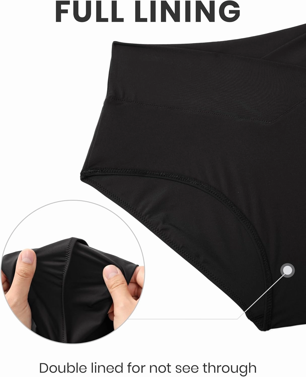 CRZ YOGA Womens V Cut Bikini Bottom High Waisted Cross Front Bathing Swimsuit Full Coverage Swim Briefs