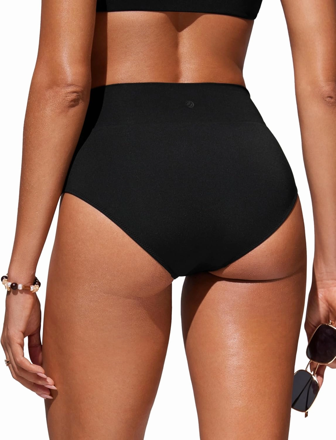 CRZ YOGA Womens V Cut Bikini Bottom High Waisted Cross Front Bathing Swimsuit Full Coverage Swim Briefs
