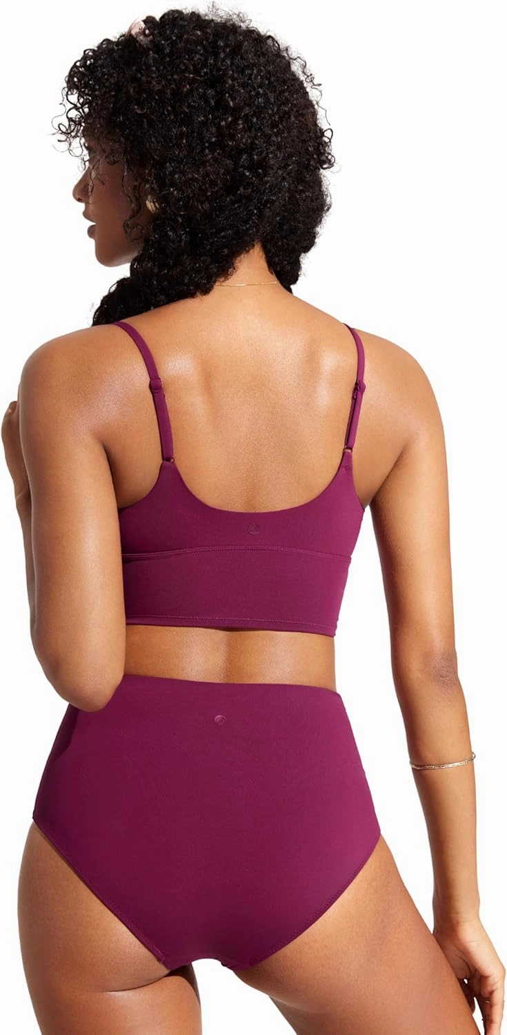 CRZ YOGA Womens V Neck Bikini Tops Adjustable Spaghetti Straps Bathing Suit Sexy Swimsuit Padded