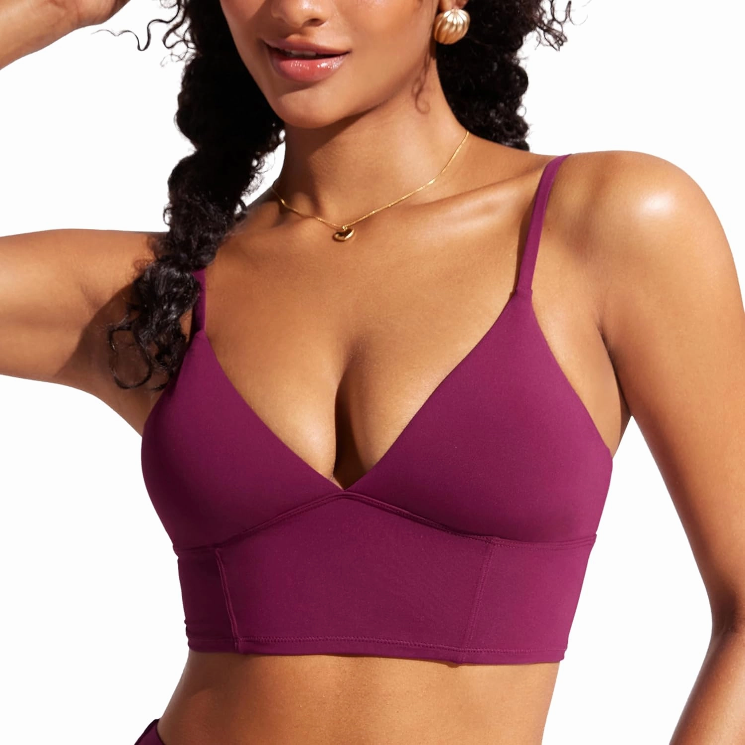 CRZ YOGA Womens V Neck Bikini Tops Adjustable Spaghetti Straps Bathing Suit Sexy Swimsuit Padded