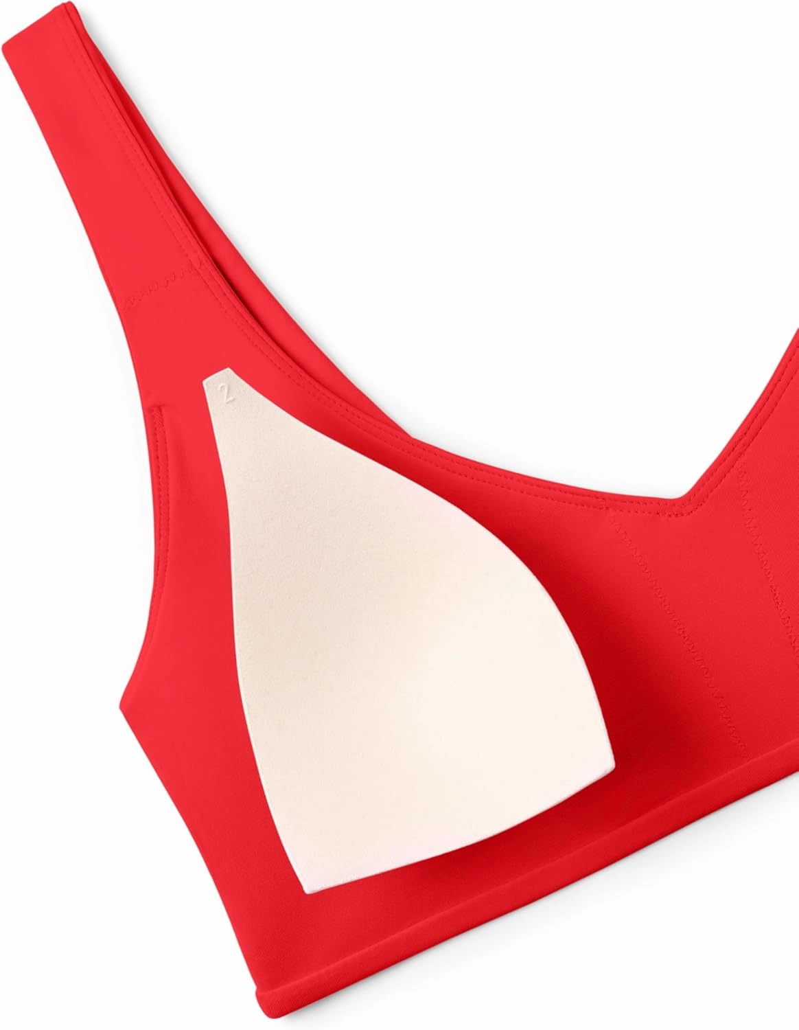 CRZ YOGA Womens V Neck Bikini Tops Bathing Suit V Back Wide Straps Swim Bra Padded Swimsuit