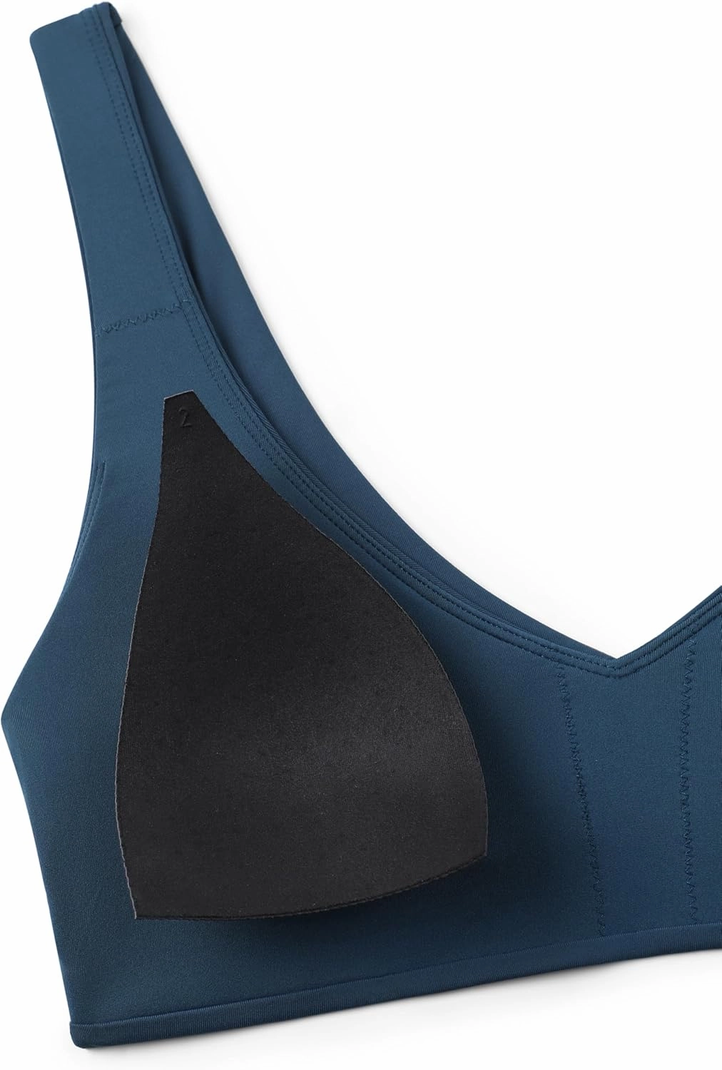 CRZ YOGA Womens V Neck Bikini Tops Bathing Suit V Back Wide Straps Swim Bra Padded Swimsuit