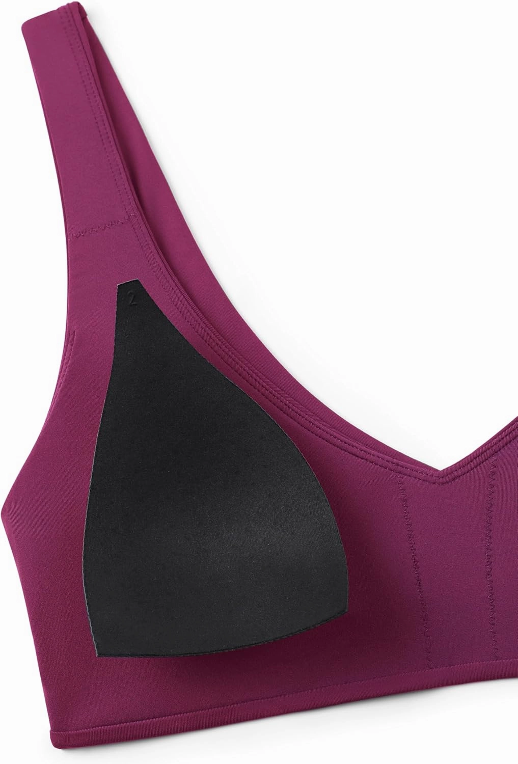 CRZ YOGA Womens V Neck Bikini Tops Bathing Suit V Back Wide Straps Swim Bra Padded Swimsuit