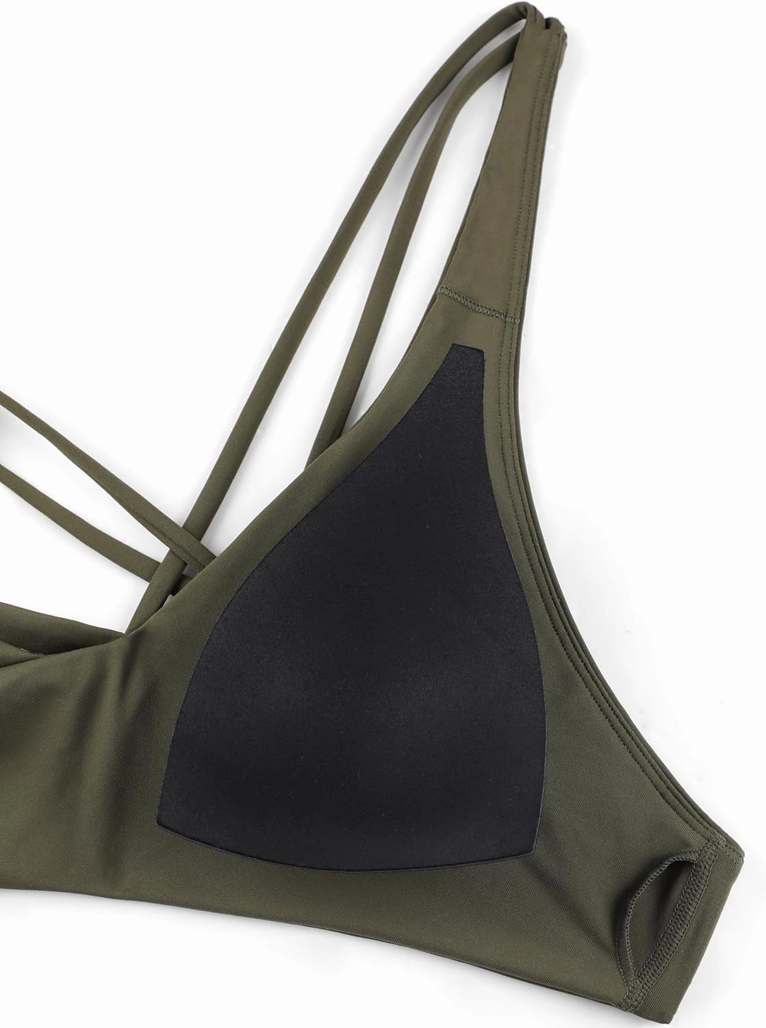 CRZ YOGA Womens V Neck Bikini Tops Twist Front Triangle Sexy Bathing Suit Criss Cross Back Swimsuit Padded