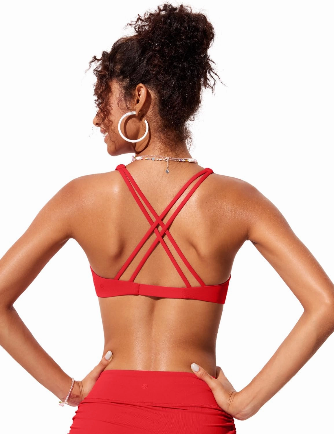 CRZ YOGA Womens V Neck Bikini Tops Twist Front Triangle Sexy Bathing Suit Criss Cross Back Swimsuit Padded