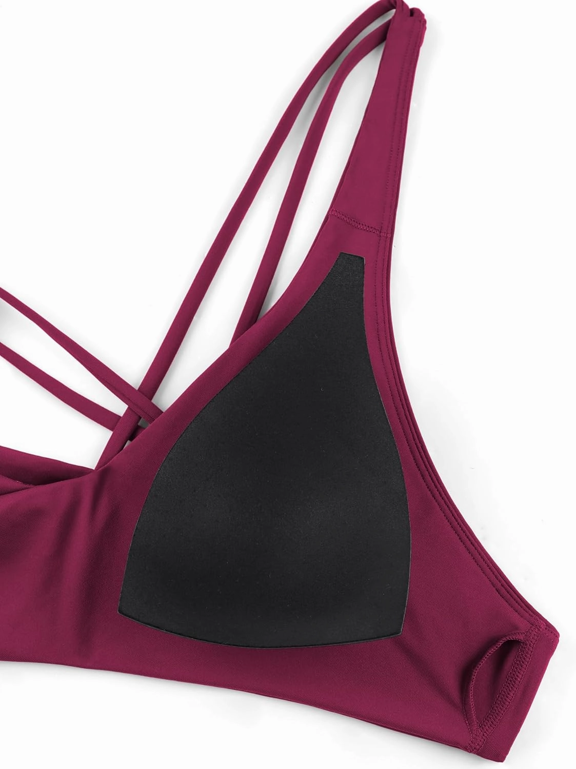 CRZ YOGA Womens V Neck Bikini Tops Twist Front Triangle Sexy Bathing Suit Criss Cross Back Swimsuit Padded
