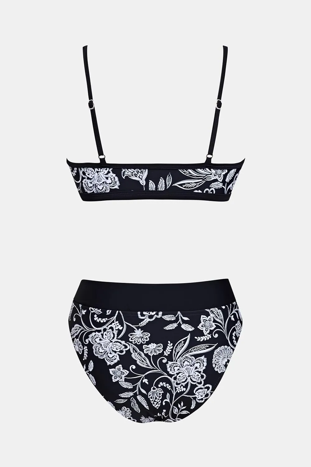CUPSHE Bikini Set for Women Two Piece Swimsuits Cut Out High Waisted Scoop Neck V Cut Bottom