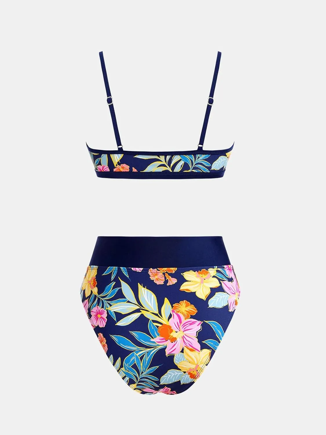 CUPSHE Bikini Set for Women Two Piece Swimsuits Cut Out High Waisted Scoop Neck V Cut Bottom